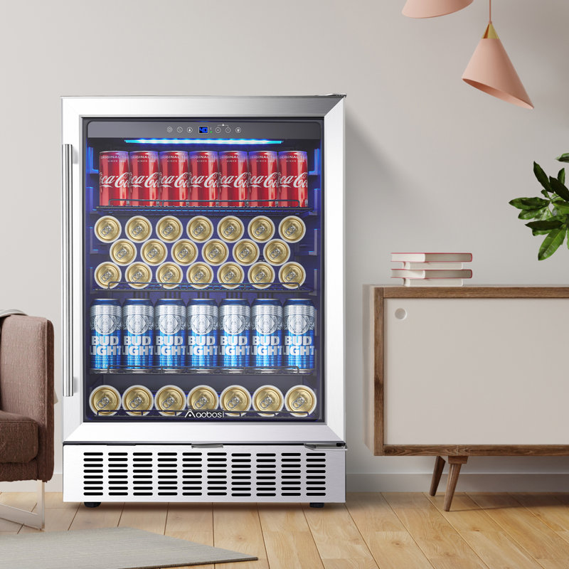 AOBOSI 164 Cans (12 oz.) 5.04 Cubic Feet Beverage Refrigerator with